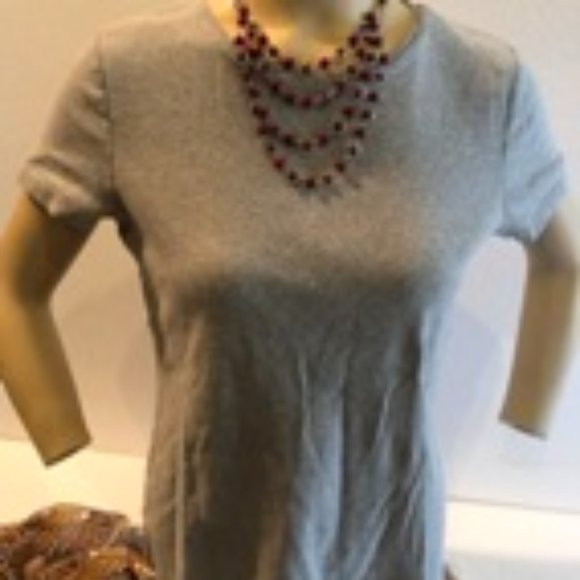 TALBOTS COTTON CREWNECK TEE - HEATHER GRAY SIZE MED - Picture 1 of 3